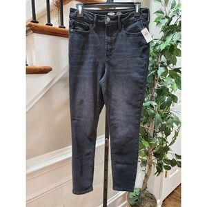 Old Navy Women Denim Black Cotton High Rise Skinny Leg Casual Jeans Pant Size 10